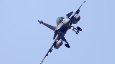 A Rafale fighter jet prepares to land at the air base in Saint-Dizier