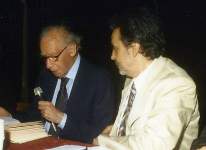 Mario Mario Luzi con Marco Marchi al Premio Letterario Castelfiorentino, 16 giugno 2001